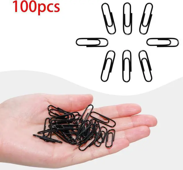Alt view image 3 of 7 - 100 Pcs Black Paper Clips, 1.1 Inch (28mm) Colorful Paperclips