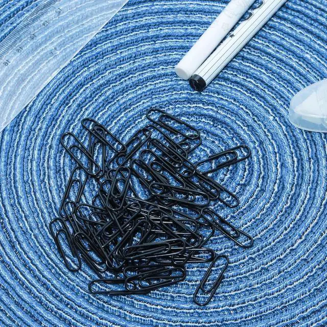 Alt view image 4 of 7 - 100 Pcs Black Paper Clips, 1.1 Inch (28mm) Colorful Paperclips