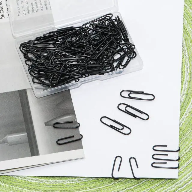 Alt view image 5 of 7 - 100 Pcs Black Paper Clips, 1.1 Inch (28mm) Colorful Paperclips