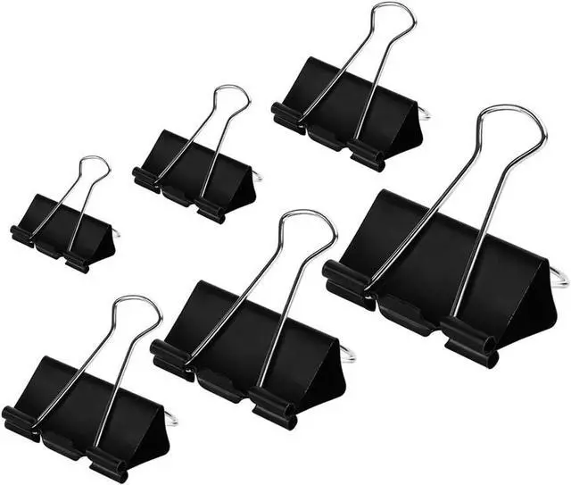 Main image of DSTELIN Binder Clips Paper Clamps Assorted Sizes 100 Count (Black), X Large, Large, Medium, Small, X Small and Micro, 6 Sizes in One Pack, Meet Your Different Using Needs.