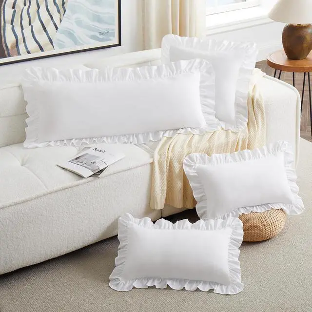 Alt view image 4 of 7 - KKJIAF White Lumbar Pillow Covers 12x20 Inch Set of 2