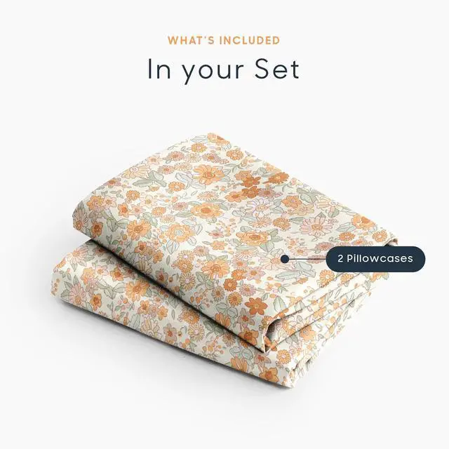 Alt view image 4 of 5 - Wake In Cloud - Floral Pillow Cases, Cute Vintage Flower Shabby Chic Coquette Cottagecore Aesthetic, Set of 2 Soft Pillowcases Pillow Shams Covers, Cream Orange, Standard Size 20x26 Inches