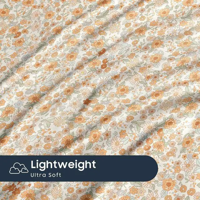 Alt view image 5 of 5 - Wake In Cloud - Floral Pillow Cases, Cute Vintage Flower Shabby Chic Coquette Cottagecore Aesthetic, Set of 2 Soft Pillowcases Pillow Shams Covers, Cream Orange, Standard Size 20x26 Inches