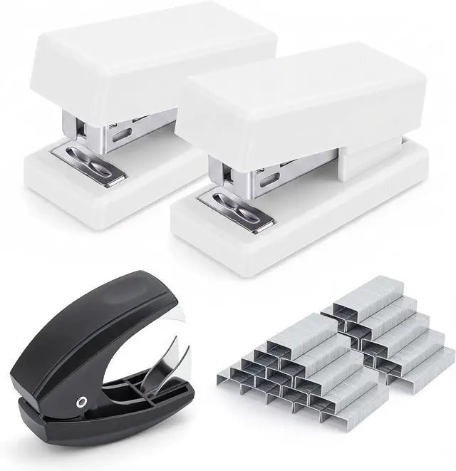 Main image of Mini Stapler with 2000 Staples, 30 Sheet Capacity, Jam-Free, White