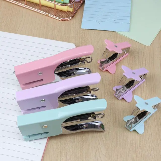 Alt view image 7 of 7 - Small Hand-held Stapler Set, 15 Sheet Capacity, Includes 750Pcs Staples and A Staple Remover, Mini Desktop Stapler for Office, School, Home or Travel Use. (Pink)