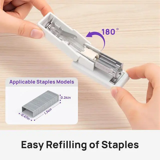 Alt view image 4 of 7 - Mini Stapler with 2000 Staples, 30 Sheet Capacity, Jam-Free, White