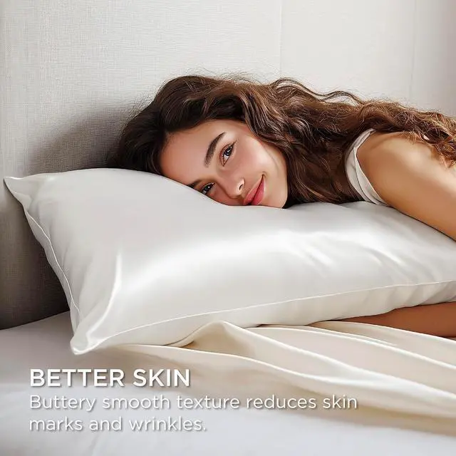 Alt view image 5 of 7 - Bedsure Satin Pillowcase with Zipper, Similar to Silk Pillow Cases 2 Pack