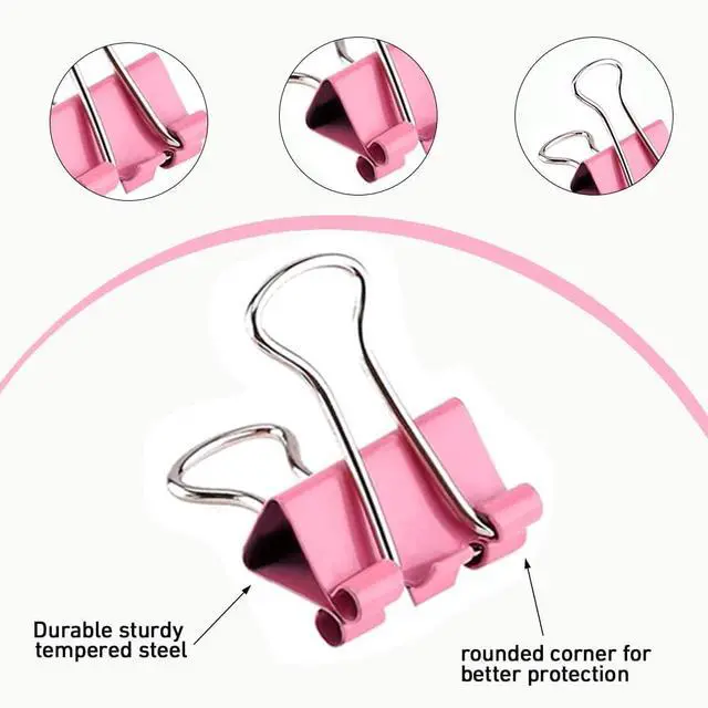 Alt view image 4 of 7 - 60pcs Colored Binder Clips Paper Clamps Assorted Size Small, Medium, Large Binder Paper Clips
