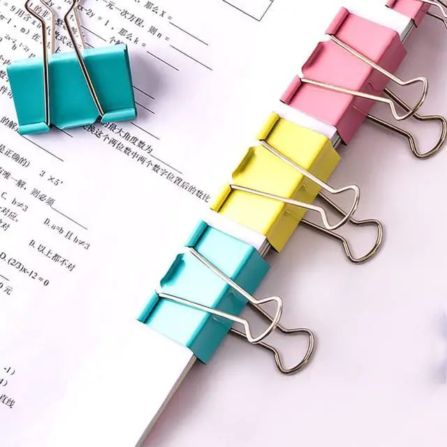 Alt view image 5 of 7 - 60pcs Colored Binder Clips Paper Clamps Assorted Size Small, Medium, Large Binder Paper Clips