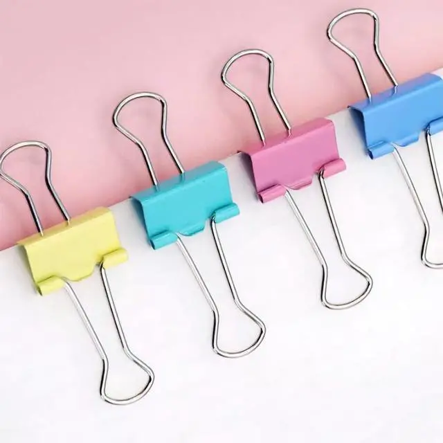 Alt view image 6 of 7 - 60pcs Colored Binder Clips Paper Clamps Assorted Size Small, Medium, Large Binder Paper Clips