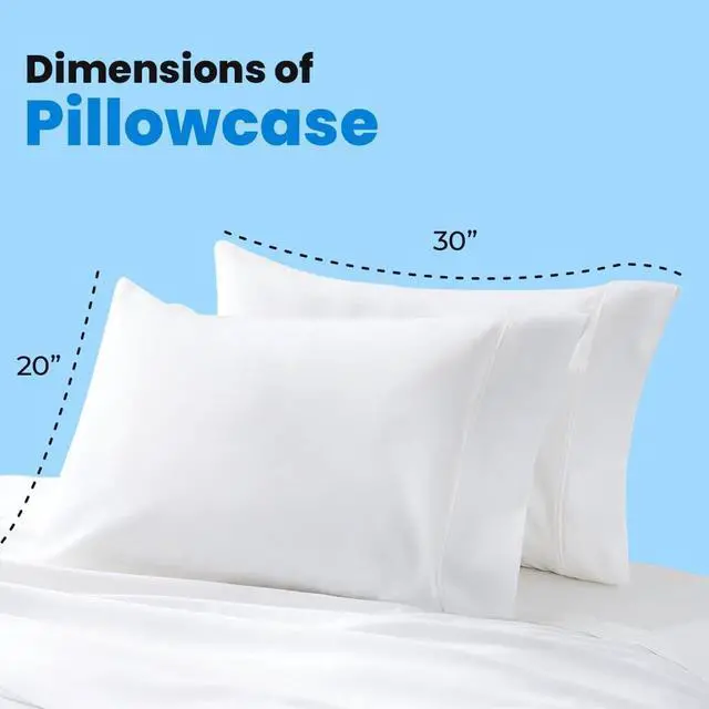 Alt view image 7 of 7 - Avalon Bedding Pillow Cases Standard Size White Pillow Cases Set of 4 Cotton Blend 200 TC Soft & Breathable Perfect for Home & Hospital, Hotel Quality Queen Pillow Protectors 30x20 Inches