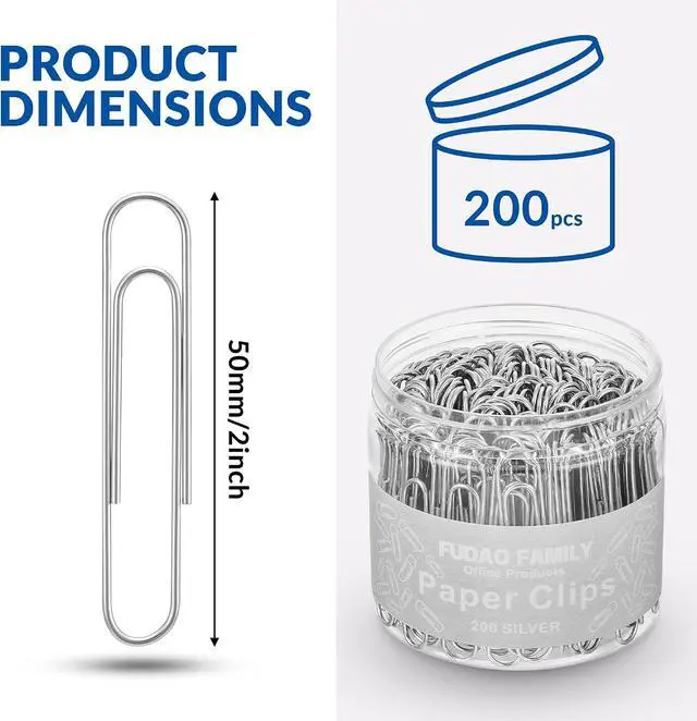 Alt view image 2 of 6 - Jumbo Paper Clips, 2 Inch Paper Clip, 200 pcs Large Paperclips
