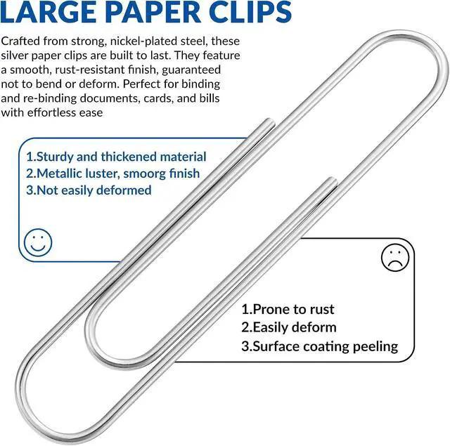 Alt view image 3 of 6 - Jumbo Paper Clips, 2 Inch Paper Clip, 200 pcs Large Paperclips
