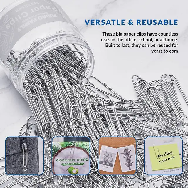 Alt view image 6 of 6 - Jumbo Paper Clips, 2 Inch Paper Clip, 200 pcs Large Paperclips