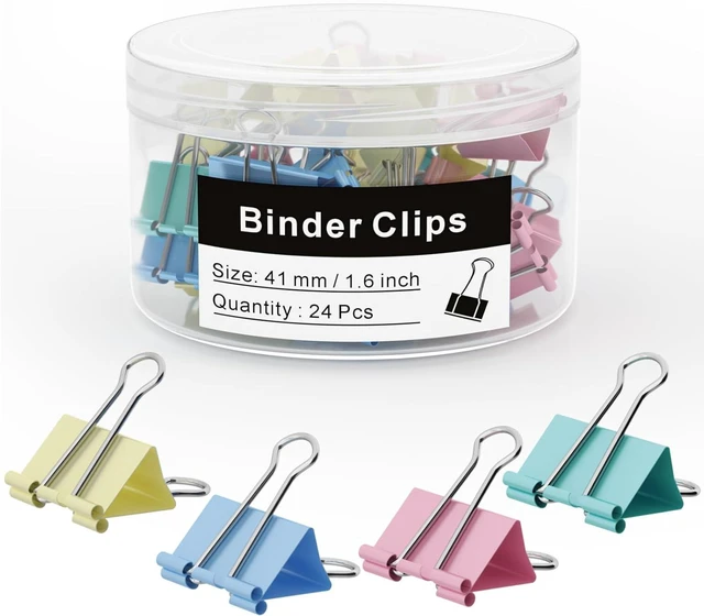 Main image of Binder Clips 24 PCS,1.6 in, Office Supplies, Office Metal Paper Binder Clip, Paper Clamps