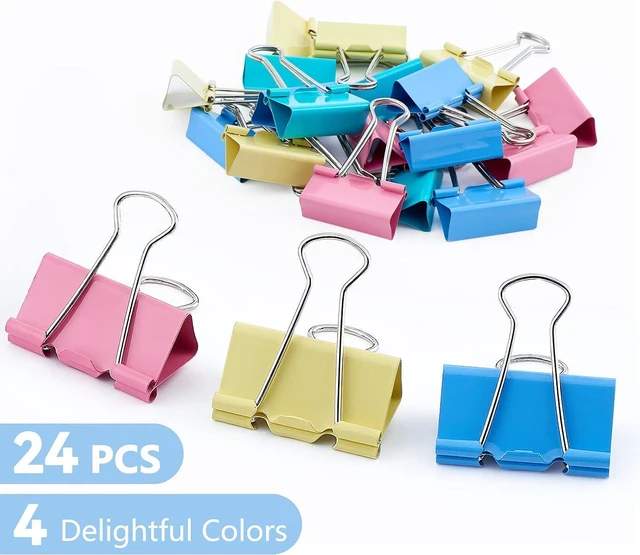 Alt view image 3 of 7 - Binder Clips 24 PCS,1.6 in, Office Supplies, Office Metal Paper Binder Clip, Paper Clamps