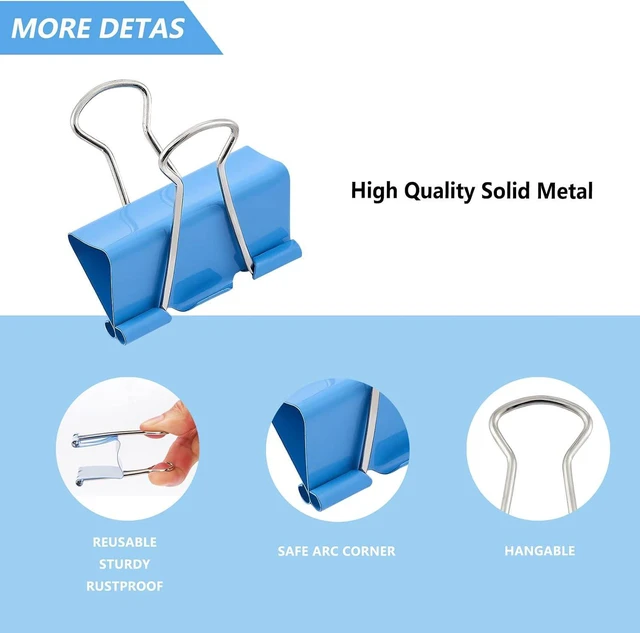 Alt view image 5 of 7 - Binder Clips 24 PCS,1.6 in, Office Supplies, Office Metal Paper Binder Clip, Paper Clamps