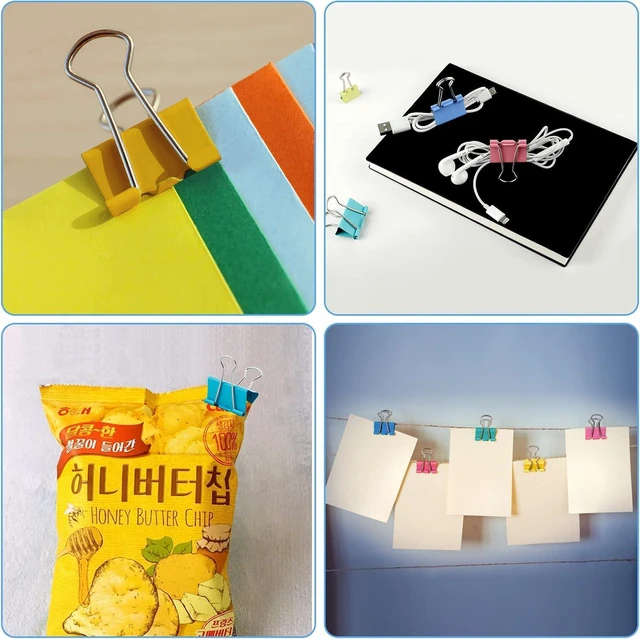 Alt view image 6 of 7 - Binder Clips 24 PCS,1.6 in, Office Supplies, Office Metal Paper Binder Clip, Paper Clamps