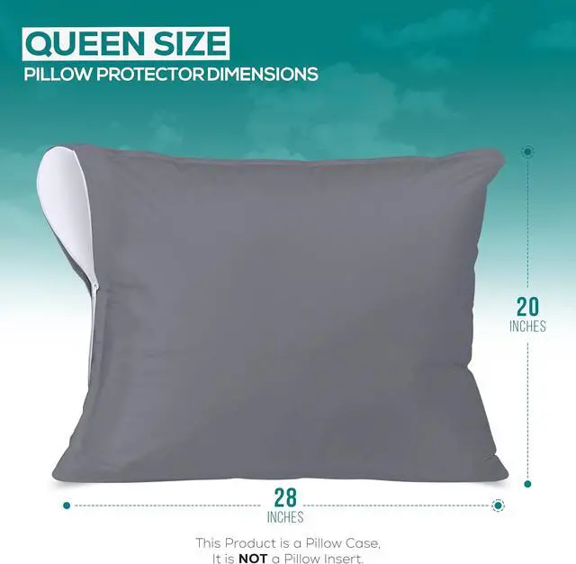 Alt view image 2 of 7 - Set of 2 Pillow Protectors with Zipper Queen Size, Pillow Covers