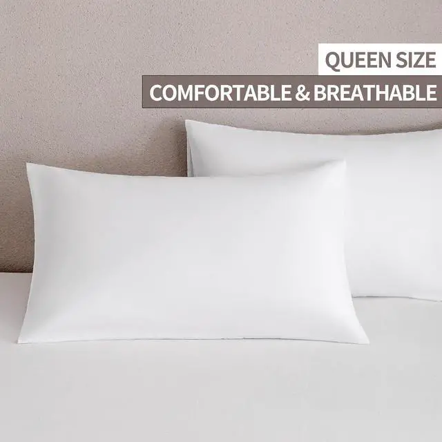 Alt view image 2 of 6 - MINIPANDA White Pillow Cases Set of 4 Queen Size, Envelope Design