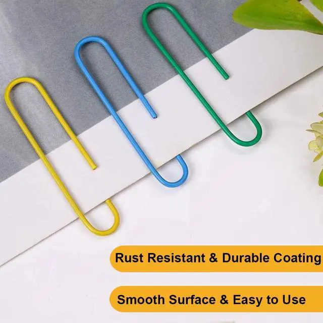 Alt view image 2 of 6 - Vinaco Colored Large Paper Clips, 100 Pack 2", Rustproof Office School Use