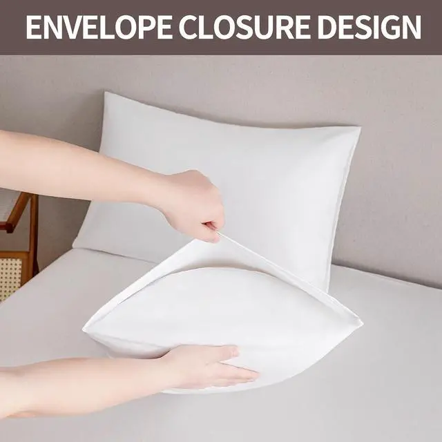 Alt view image 4 of 6 - MINIPANDA White Pillow Cases Set of 4 Queen Size, Envelope Design