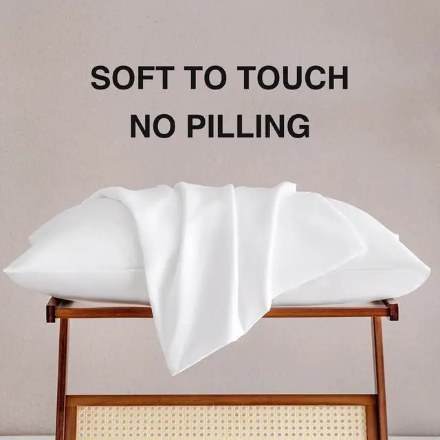 Alt view image 5 of 6 - MINIPANDA White Pillow Cases Set of 4 Queen Size, Envelope Design