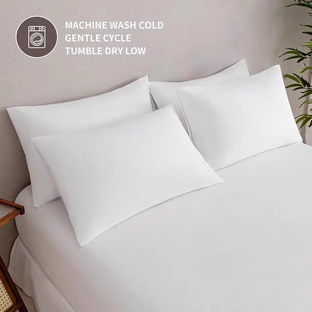 Alt view image 6 of 6 - MINIPANDA White Pillow Cases Set of 4 Queen Size, Envelope Design