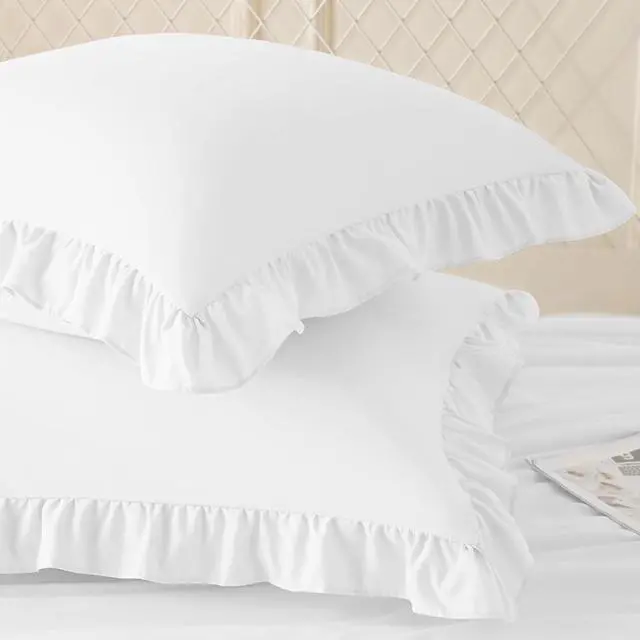 Alt view image 2 of 7 - KKJIAF 2 Pack Ruffle Pillow Cases 18x18 Inches, White