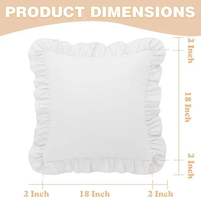 Alt view image 3 of 7 - KKJIAF 2 Pack Ruffle Pillow Cases 18x18 Inches, White