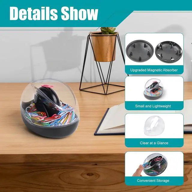 Alt view image 3 of 7 - Paper Clip Holder, Mecyfaty Magnetic Paper Clips Dispenser Holder with Colorful Paperclips 100pcs, Upgraded Magnetic Design, Black Paperclip Holders for Desk School Office Supplies Organizer Accessory