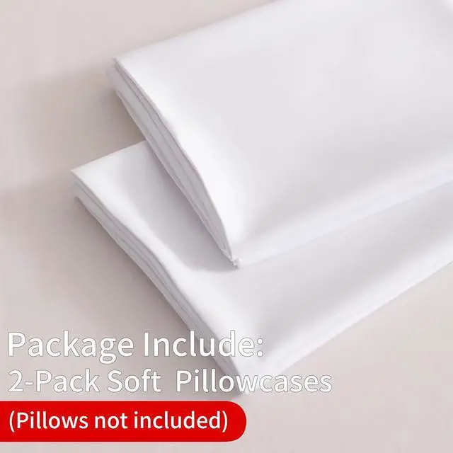 Alt view image 2 of 7 - BEDSUM Standard Microfiber Envelope Pillowcases - Set of 2, 20x26, White