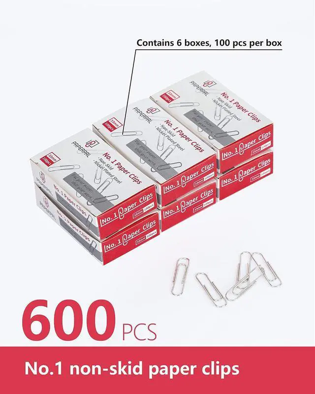 Alt view image 3 of 7 - PAPERPAL Paperclips for Office School & Personal Use, #1 Nonskid Paper Clip (1-2/7"), 600 Medium Paper Clips (6 Boxes of 100 Each), Silver