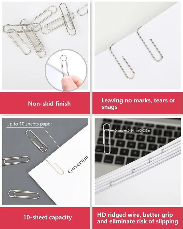 Alt view image 4 of 7 - PAPERPAL Paperclips for Office School & Personal Use, #1 Nonskid Paper Clip (1-2/7"), 600 Medium Paper Clips (6 Boxes of 100 Each), Silver