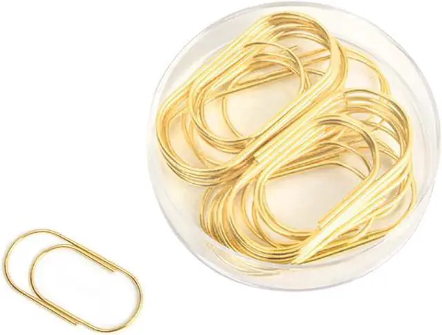 Main image of Gold Jumbo Big Paper Clips, 20pcs Oversized Gold Paperclips 50mm/2 inch Non Skid Smooth Finish Steel Wire Office Supply Accessories
