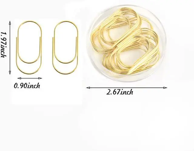 Alt view image 5 of 7 - Gold Jumbo Big Paper Clips, 20pcs Oversized Gold Paperclips 50mm/2 inch Non Skid Smooth Finish Steel Wire Office Supply Accessories