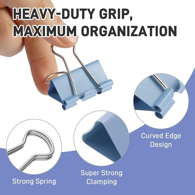 Alt view image 3 of 6 - 180 Pack Colored Binder Clips Bulk, 4 Size Assortment Includes Large, Medium, Small, Mini Metal Clips (1.26, 1, 0.75, 0.6), Heavy-Duty Metal Paper Clamps for Office & School Supplies