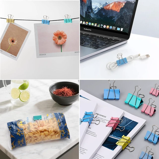 Alt view image 5 of 6 - 180 Pack Colored Binder Clips Bulk, 4 Size Assortment Includes Large, Medium, Small, Mini Metal Clips (1.26, 1, 0.75, 0.6), Heavy-Duty Metal Paper Clamps for Office & School Supplies