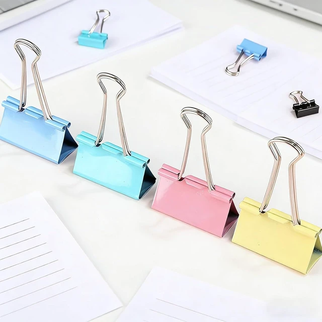 Alt view image 6 of 6 - 180 Pack Colored Binder Clips Bulk, 4 Size Assortment Includes Large, Medium, Small, Mini Metal Clips (1.26, 1, 0.75, 0.6), Heavy-Duty Metal Paper Clamps for Office & School Supplies