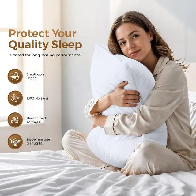 Alt view image 5 of 7 - Utopia Bedding 4 Pack Pillow Protectors with Zipper Queen Size, Soft Brushed Microfiber Fabric Pillow Cases, Shrinkage and Fade Resistant Pillow Covers (White)