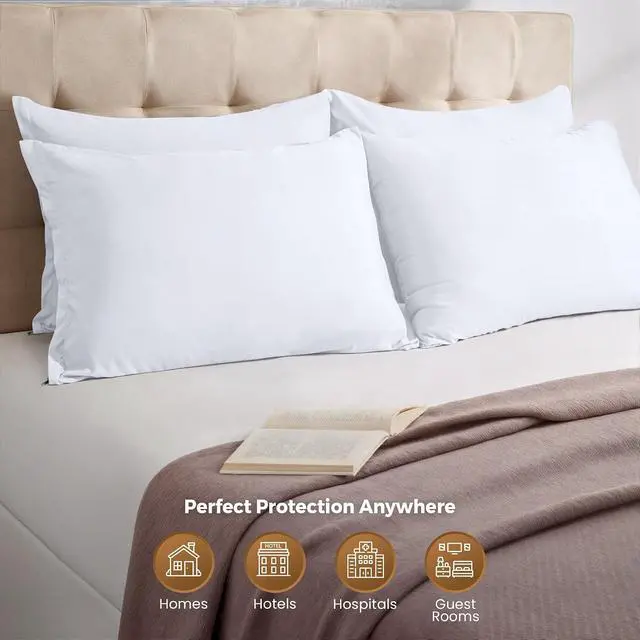Alt view image 6 of 7 - Utopia Bedding 4 Pack Pillow Protectors with Zipper Queen Size, Soft Brushed Microfiber Fabric Pillow Cases, Shrinkage and Fade Resistant Pillow Covers (White)