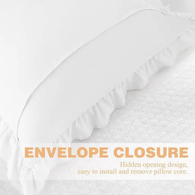 Alt view image 6 of 7 - KKJIAF 2 Pack Ruffle Pillow Cases 18x18 Inches, White