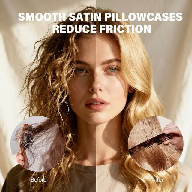 Alt view image 4 of 5 - Satin Pillowcase Silkly Pillow Cases Soft Smooth 2 Pack Standard Size Queen Size Set of 2 Pillow Covers for Sleeping Black