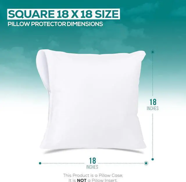 Alt view image 2 of 7 - Utopia Bedding Waterproof Throw Pillow Protectors (No Pillow Inserts) with Zipper 18 x 18 Inches (2 Pack, White), Bed Bug Proof Outdoor Bed Couch Decorative Pillow Encasement Covers