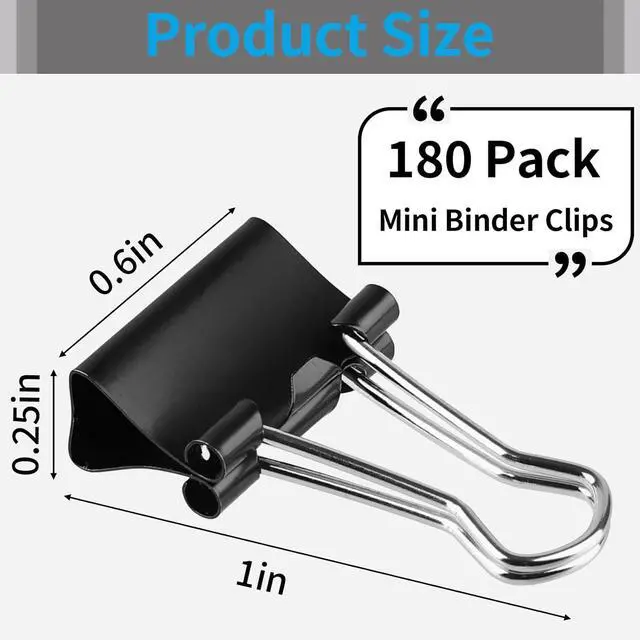 Alt view image 2 of 7 - 180Pcs Small Binder Clips, Mini Binder Clips, Clips Office Supplies