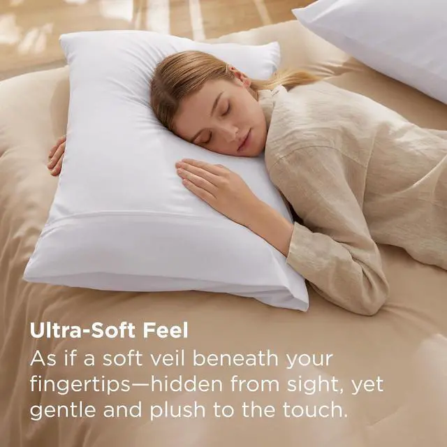 Alt view image 2 of 7 - Bedsure Queen Pillow Cases Set of 2 - White Brushed Microfiber Pillowcase 2 Pack, Super Soft Pillowcase, Pillow Shams Covers with Envelope Closure for Kids, Wrinkle, Fade Resistant, 20x30 Inches