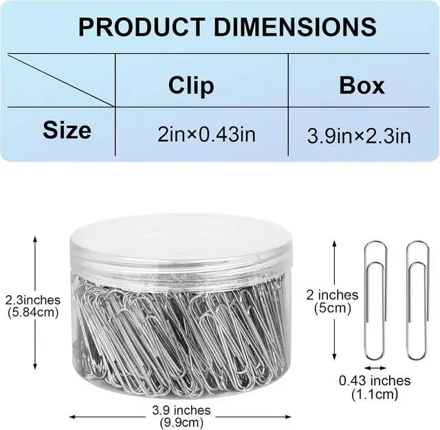 Alt view image 2 of 7 - 280 Pcs Large Paper Clips, 2 Inch Jumbo Paper Clips, Silver Paperclips, Stainless Steel Large Paperclips Office for Teacher Supplies School Supplies