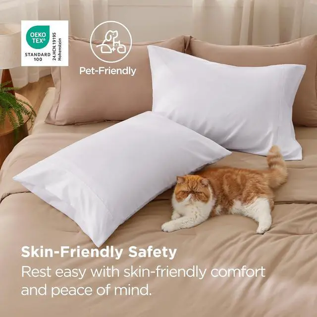 Alt view image 4 of 7 - Bedsure Queen Pillow Cases Set of 2 - White Brushed Microfiber Pillowcase 2 Pack, Super Soft Pillowcase, Pillow Shams Covers with Envelope Closure for Kids, Wrinkle, Fade Resistant, 20x30 Inches