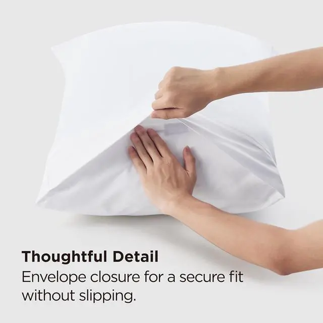 Alt view image 6 of 7 - Bedsure Queen Pillow Cases Set of 2 - White Brushed Microfiber Pillowcase 2 Pack, Super Soft Pillowcase, Pillow Shams Covers with Envelope Closure for Kids, Wrinkle, Fade Resistant, 20x30 Inches