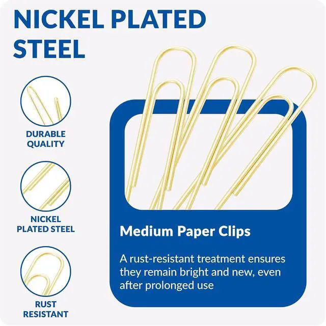 Alt view image 3 of 5 - FUDAO FAMILY Medium Paper Clips, 200-Count, Paperclips, Gold Paper Clips, 1.3 Inch (32mm) Paper Clip